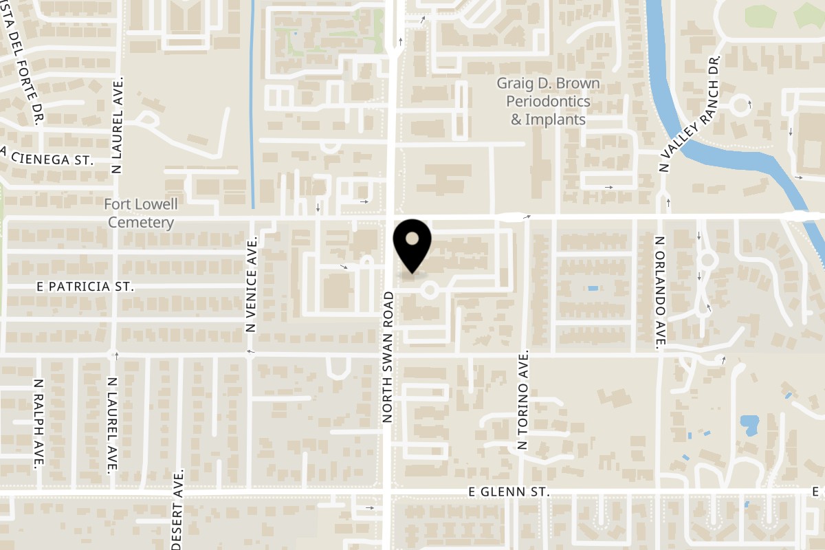 Map showing the location of Vero Amore - Swan on 2920 N Swan Rd in Tucson